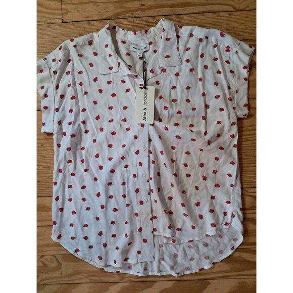 Women's Medium Whitney Strawberry Fields Button Up Blouse - Picture 1 of 2